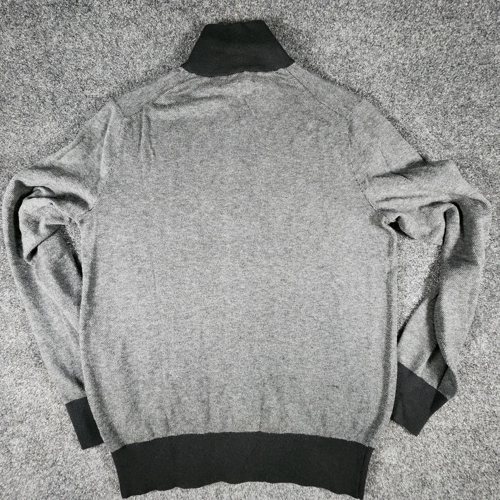 Banana Republic Men's Size M 1/4 Zip Sweater Silk Blended Dark Gray & White‎